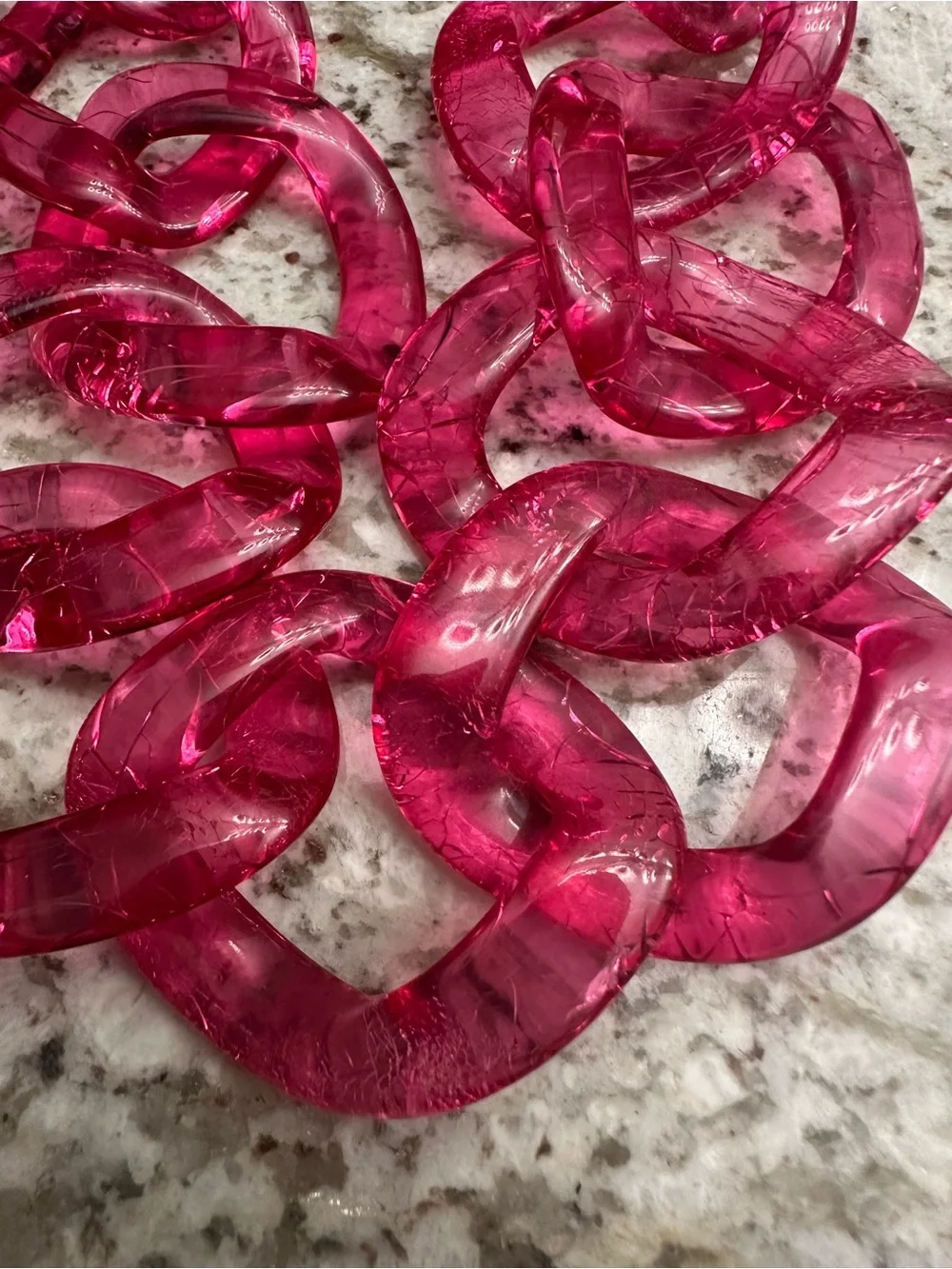 NWT Pink crackled Resin Link Necklace - Women's Statement necklace
